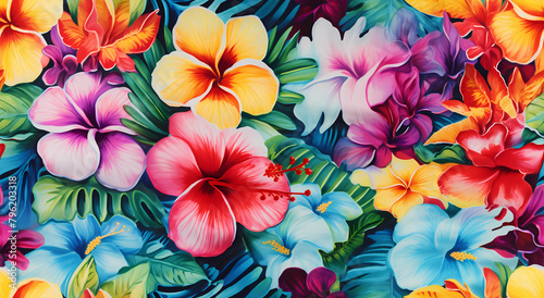 colorful pattern tropical flowers