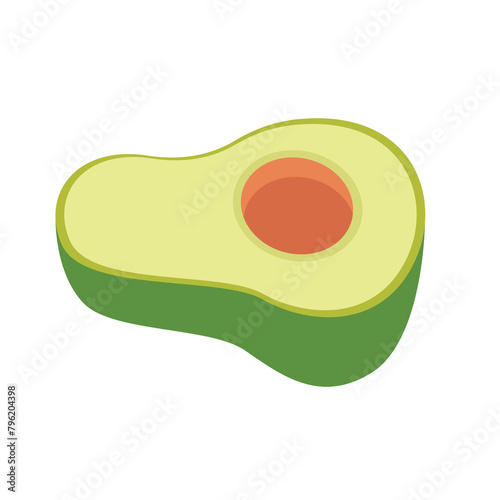 Half avocado fruit vector illustration, avocado flat icon design, persea americana image, alpukat or avokad, alligator pear or butter pear
 photo