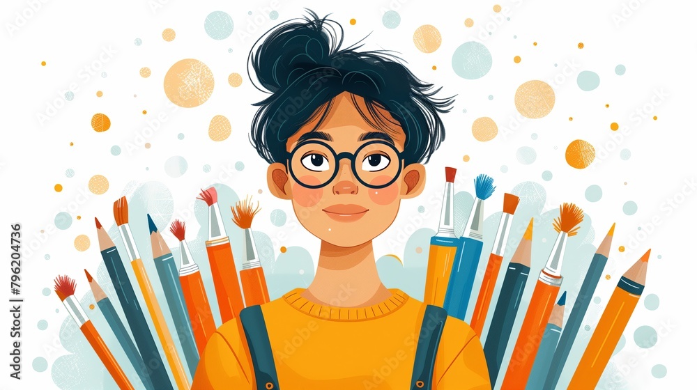 People have a lot of creative artistic ideas that come out of their colorful heads and have the tools to paint art. People have a lot of creative artistic ideas that come out of their colorful heads and have the tools to paint art.