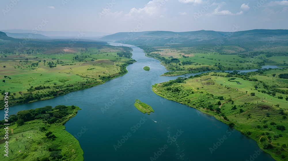 Aerial view of the Albertine Rift in Uganda