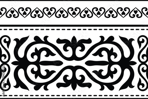 Ethnic background on the theme of Kazakh national ornament, seamless pattern, vector design