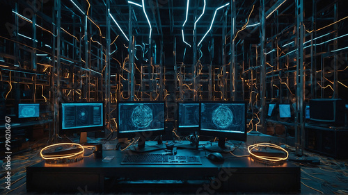 An abstract representation of cryptocurrency mining. Generated AI.