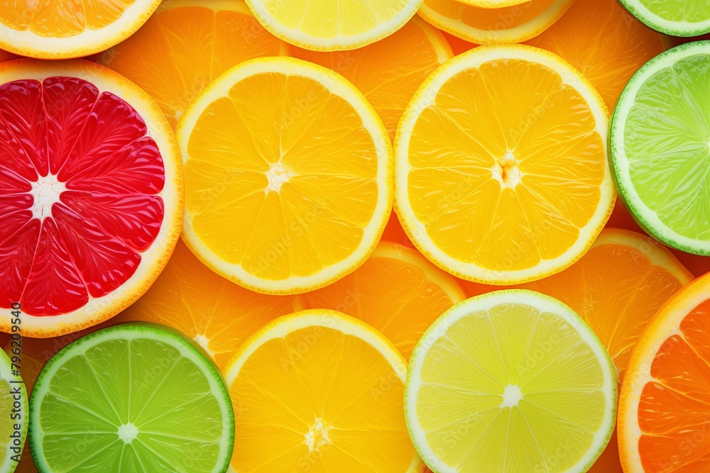Vibrant Citrus Slices Poster: Fresh Citrus Fruit Gradients