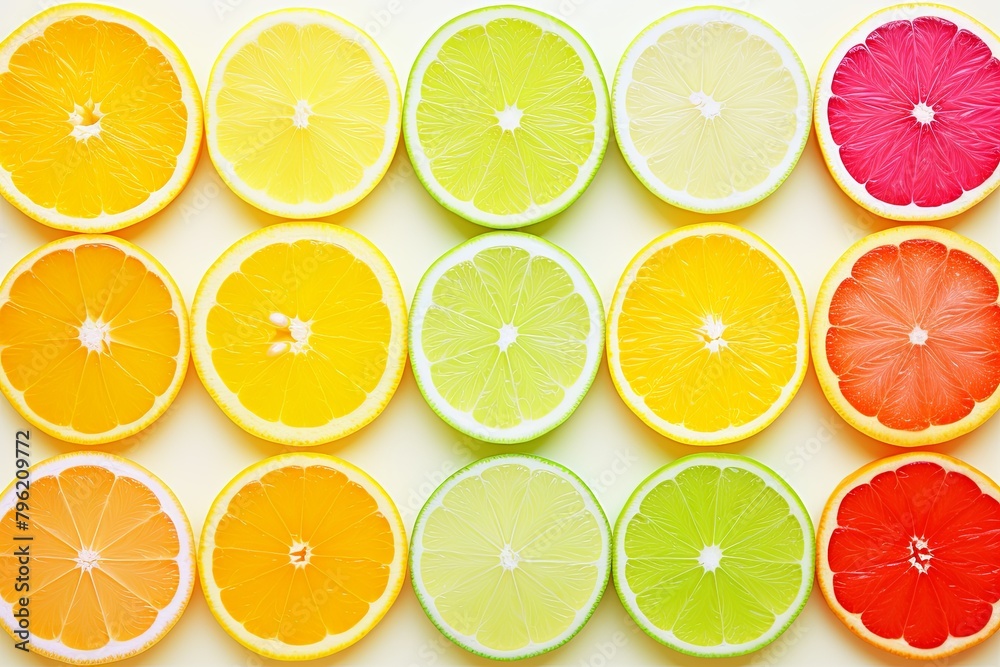 Vibrant Citrus Slices: Fresh Citrus Fruit Gradients Poster