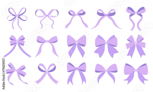 Set of purple ribbon bows