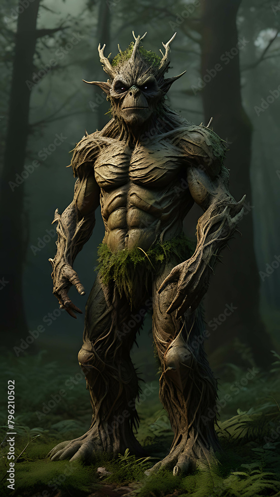 Fototapeta premium Helloween tree man fire eyes