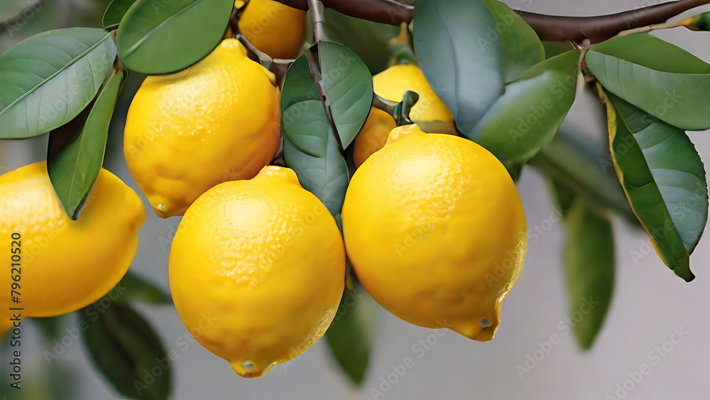 Fresh lemons on tree