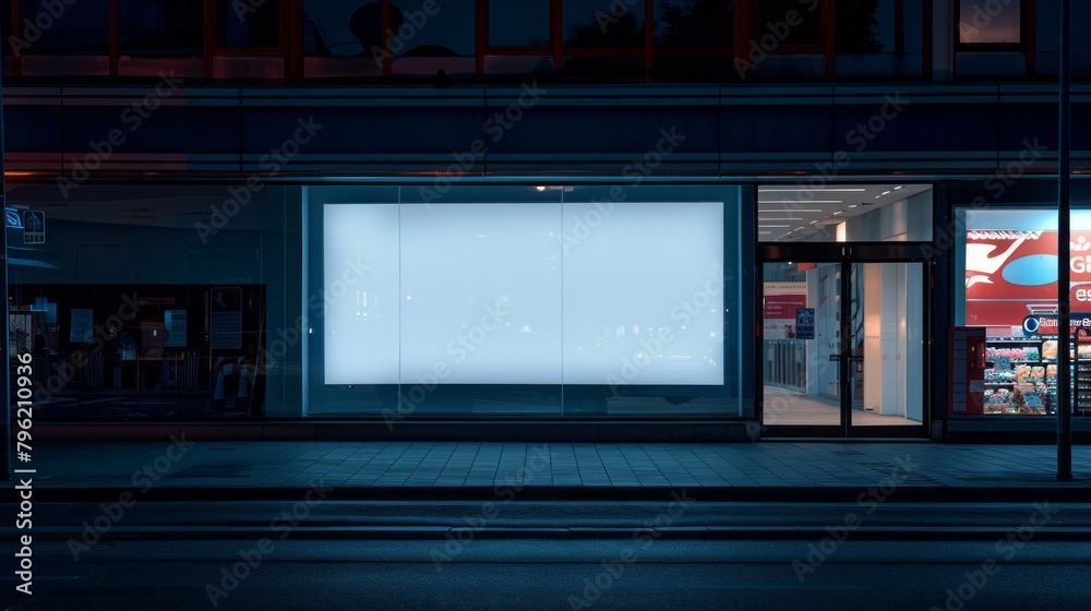 A large white sign is on the side of a building A large white sign is on the side of a building