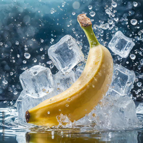 A high-resolution photograph of a banana in sparkling water