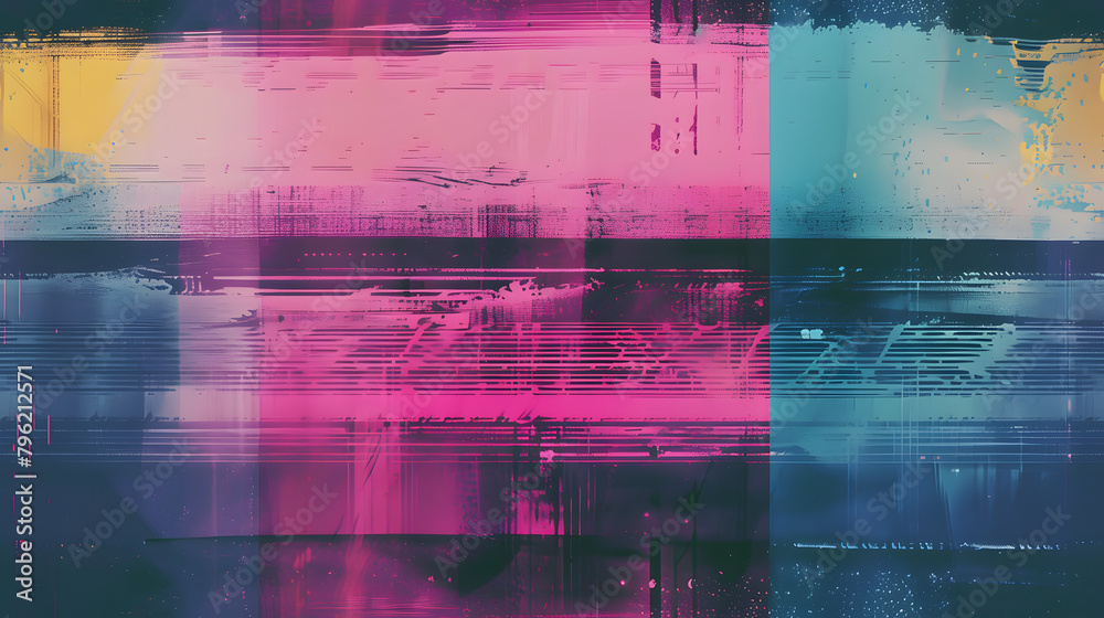  dynamic abstract digital artwork composed of overlapping layers and textures in bold blue and pink hues, ideal for modern design projects and creative backgrounds.
