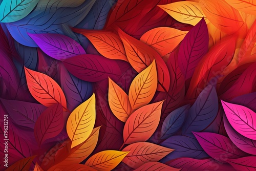 Colorful Rustling Autumn Leaves Gradients Background: Vibrant Fall Design