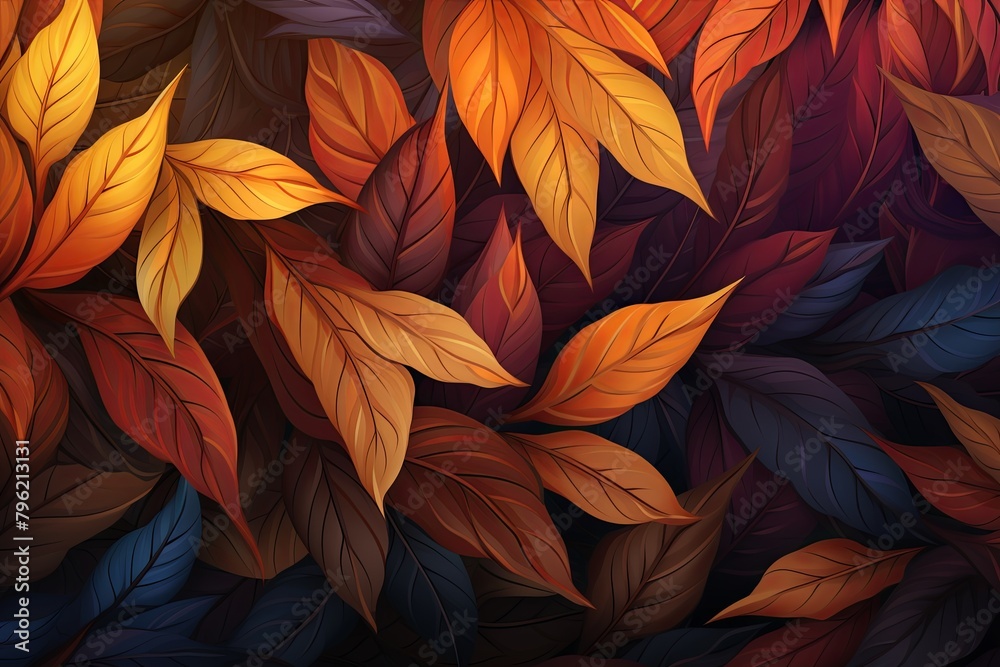 Glowing Foliage Autumn Leaves Gradients - Rustling Botanical Fall Design Glowing Foliage Autumn Leaves Gradients - Rustling Botanical Fall Design