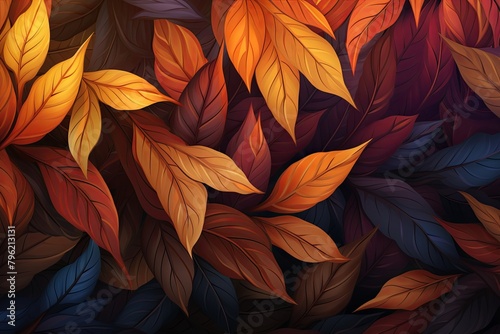 Glowing Foliage Autumn Leaves Gradients - Rustling Botanical Fall Design