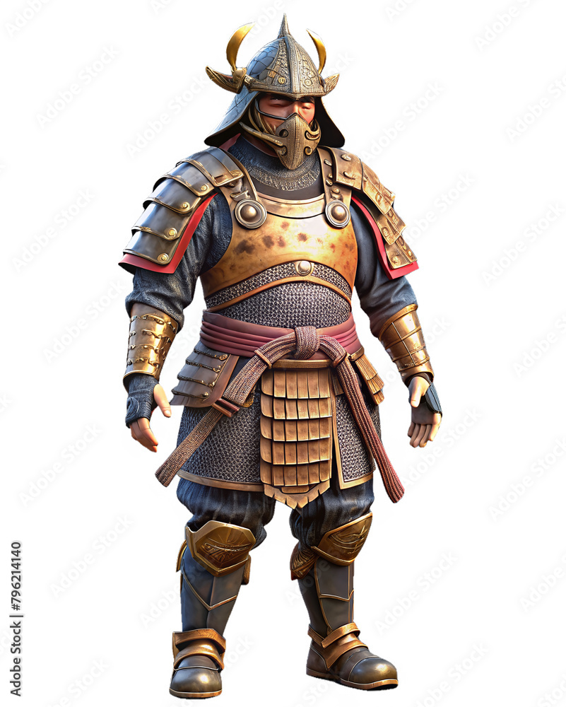 Freestanding samurai warrior in full armor and sword Freestanding samurai warrior in full armor and sword