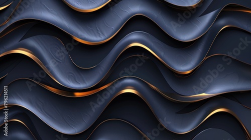 Dark blue luxury abstract polygonal pattern on gold background AI generated photo