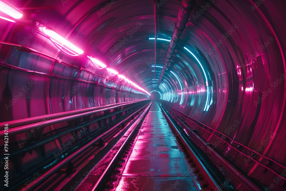 Undersea tunnel fishfantasy theme neon line glowing technology galaxy color Undersea tunnel fishfantasy theme neon line glowing technology galaxy color