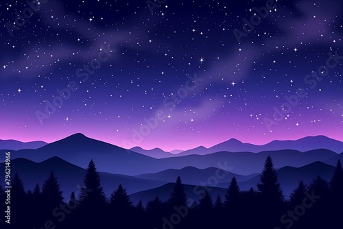 Night Sky Over the Horizons - Stunning Starry Night Sky Gradients Design