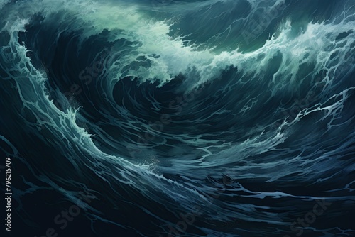Dark Ocean Hues: Stormy Ocean Wave Gradients Image