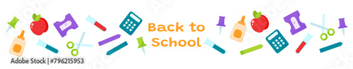 flat back to school banner border stationery divider illustration