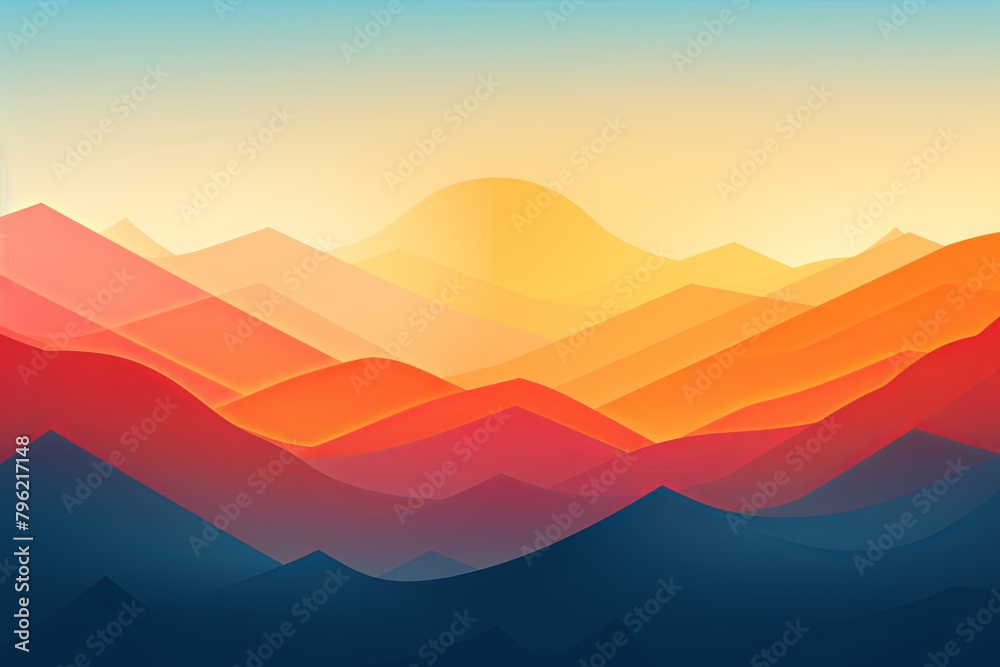 Sunflare Shadows: Mountain Gradients and Glowing Background