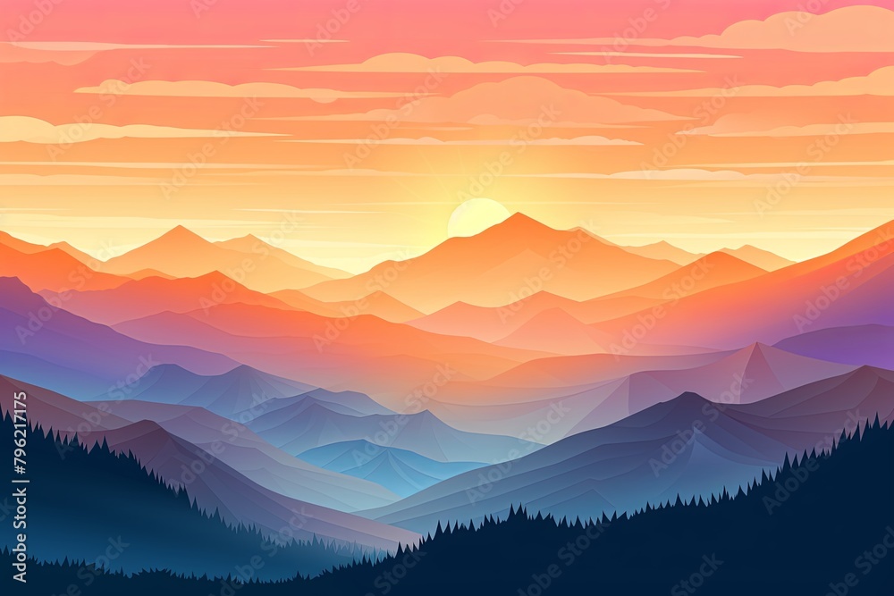 Mountain Sunrise: Sunflare Over Mountain Gradients Festival Wallpaper