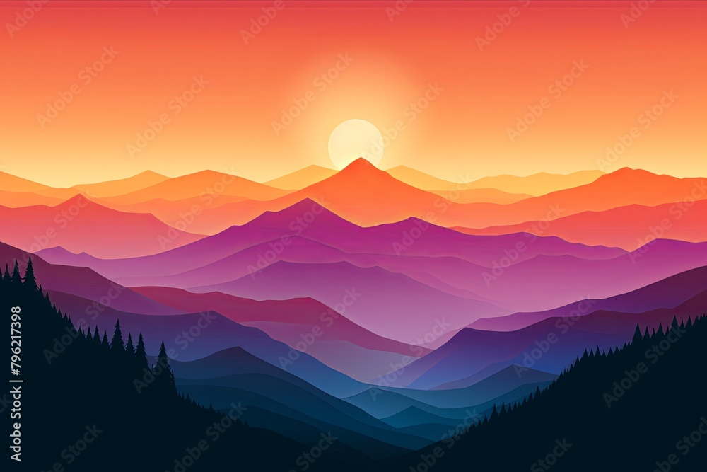 Sunflare Mountain Gradients Party Invitation: Sunrise Mountain Theme