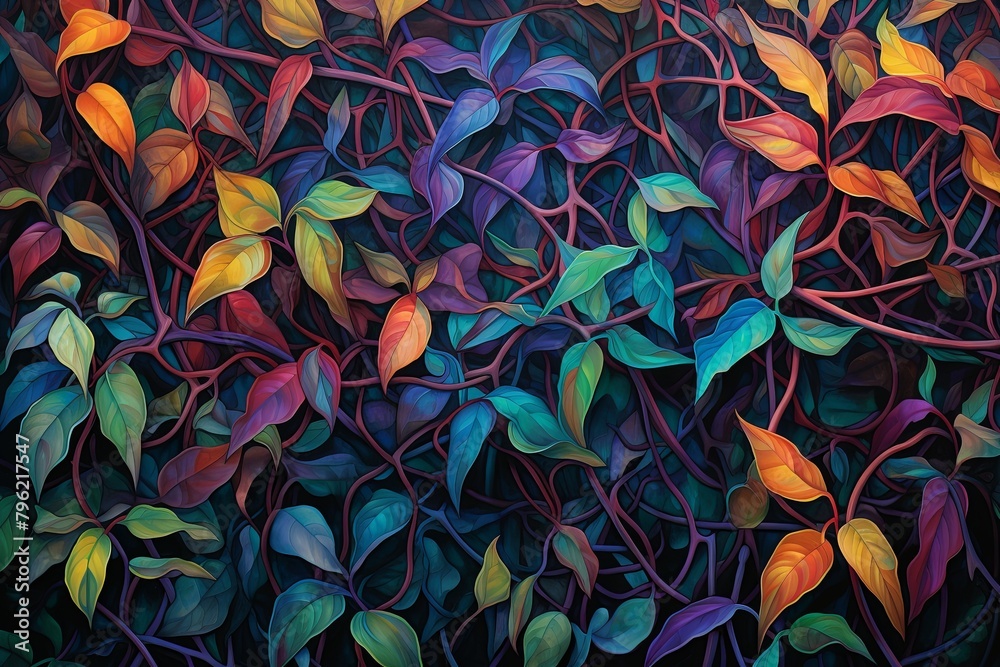 Tangled Jungle Vine Gradients Abstract: Wild Vine Colors in Harmony