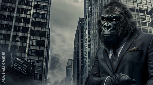 GORILLA IN A SUIT IN THE CITY