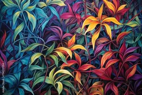 Tangled Jungle Vine Gradients Abstract Art - Wild Vine Colors Pulse