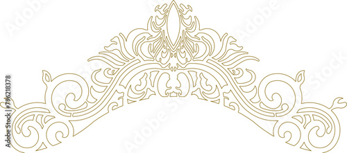 Vector sketch illustration of traditional ethnic vintage classic crown ornament design drawing full engraving