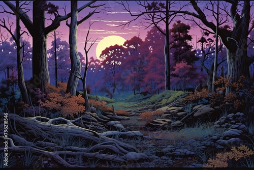Twilight Forest Clearing Gradients: Dusk Light Woodland Clearing Hues