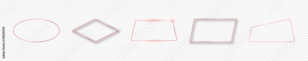 Rose gold glowing different geometric shape frame Rose gold glowing different geometric shape frame