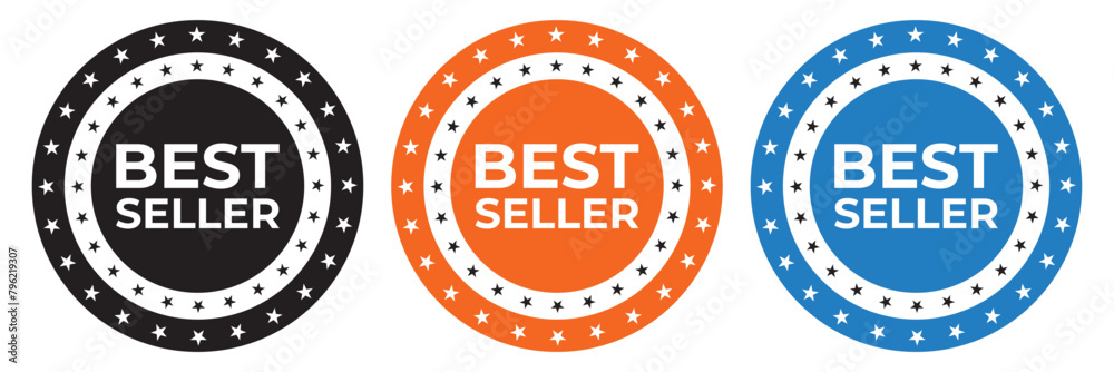 set of best seller stickers, badges, labels vector illustration.  isolated on white background
