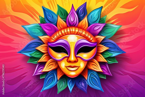 Vibrant Carnival Mask Gradients Dance Event Flyer - Bright Color Wave Spectacular © Michael