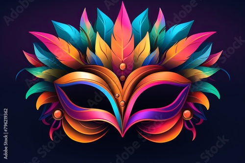 Vibrant Carnival Mask Gradients - Glowing Mask Gradient Digital Art