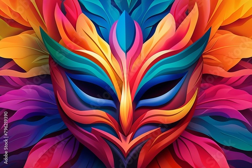 Abstract Color Flow: Vibrant Carnival Mask Gradients Event Backdrop © Michael