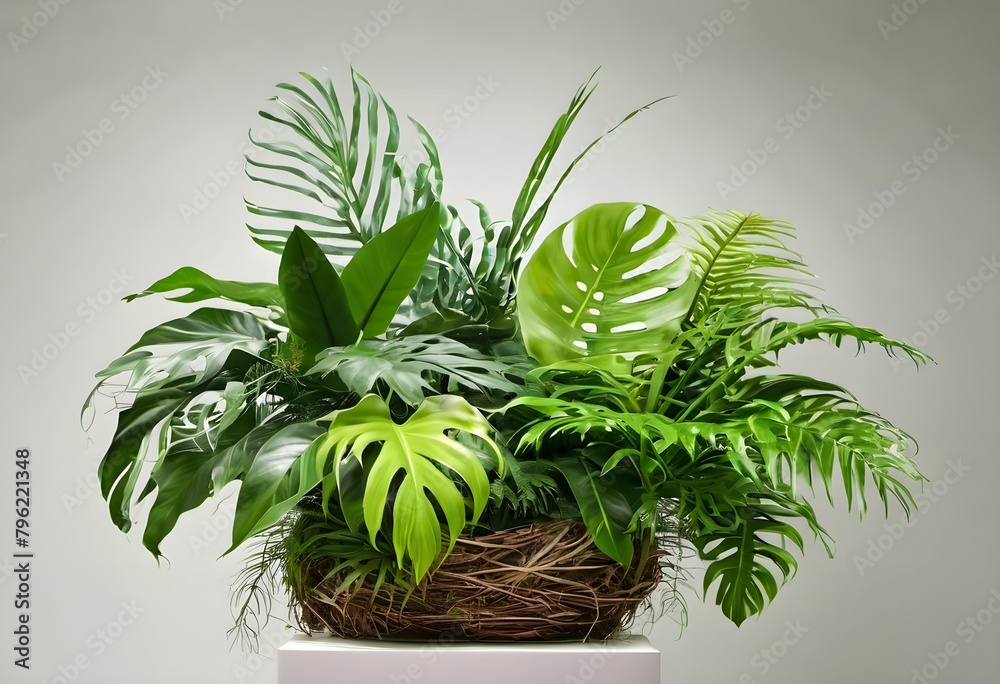 Fototapeta premium Summer Garden: Close-up of Tropical Plant Leaves