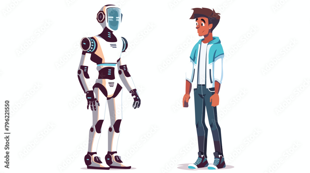 Male character robot with artificial intelligence isolated