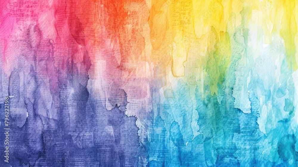 Dark Ombre Rainbow Watercolor Background Illustration with Abstract Artwork and Blank Copy Space