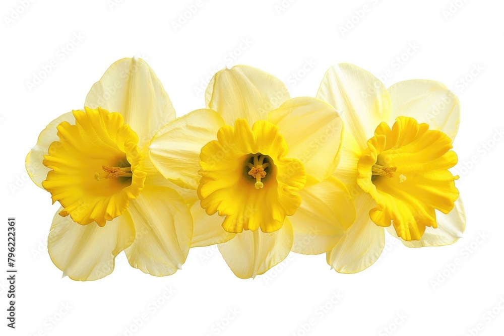 Obraz premium Isolated Yellow Trumpet Flower on White Background. Perfect for Spring-themed Designs and Daffodil