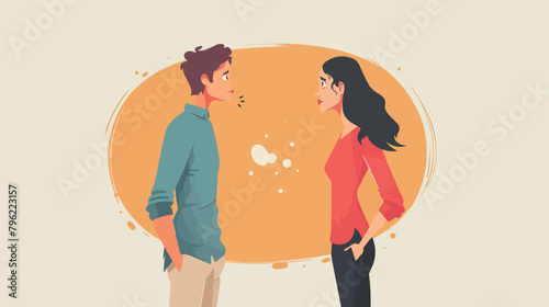 Man and woman quarreling isolated. Vector flat style