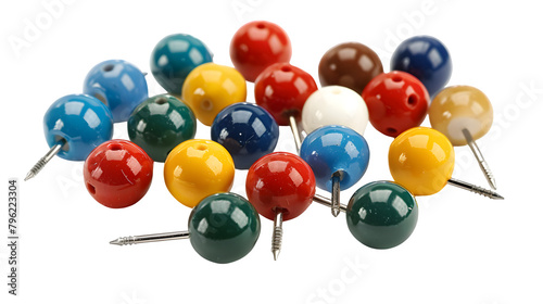 Colorful thumb pins isolated on a transparent background, PNG, Ai photo