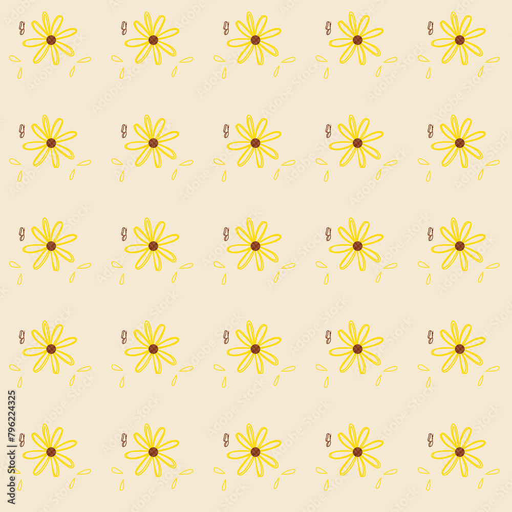 Sunflower pattern Hand drawn illustration background Sunflower pattern Hand drawn illustration background