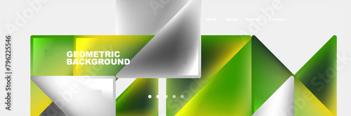 An organic fluid design with green and yellow triangles resembling a terrestrial plant on a white background, creating a geometric pattern