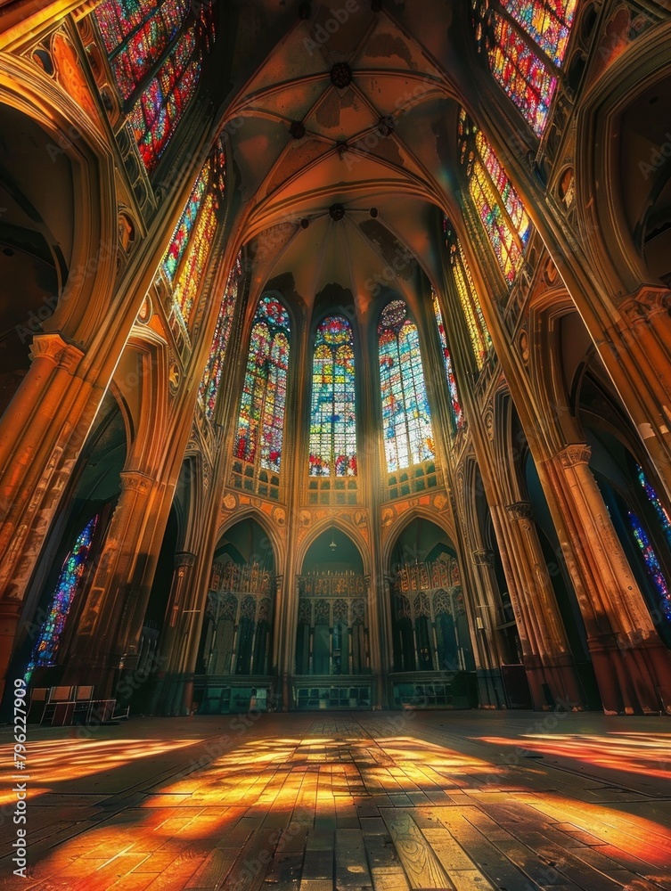 Obraz premium Gothic cathedral interior, AI Generative
