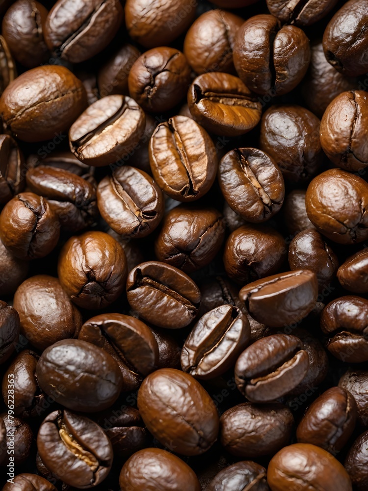 Roasted coffee beans close up background. Ai Generative. Roasted coffee beans close up background. Ai Generative.