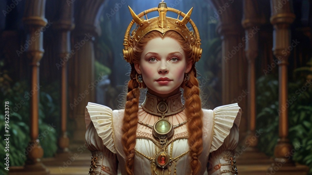 Obraz premium A Beautiful Mysterious Girl In The Style Of Wonderland Illustration