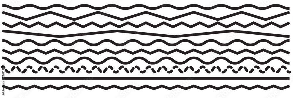 Wave line set. Zigzag. Vector