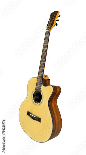Acoustic guitar style OM isolated on white background with clipping paths