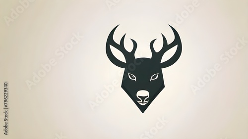 deer head icon minimalist logo with an animal head in flat vector format